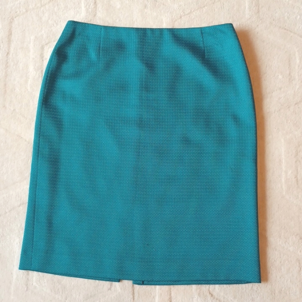 Isabella DeMarco Teal  Woven Tweed-like Fully Lined Skirt W-10